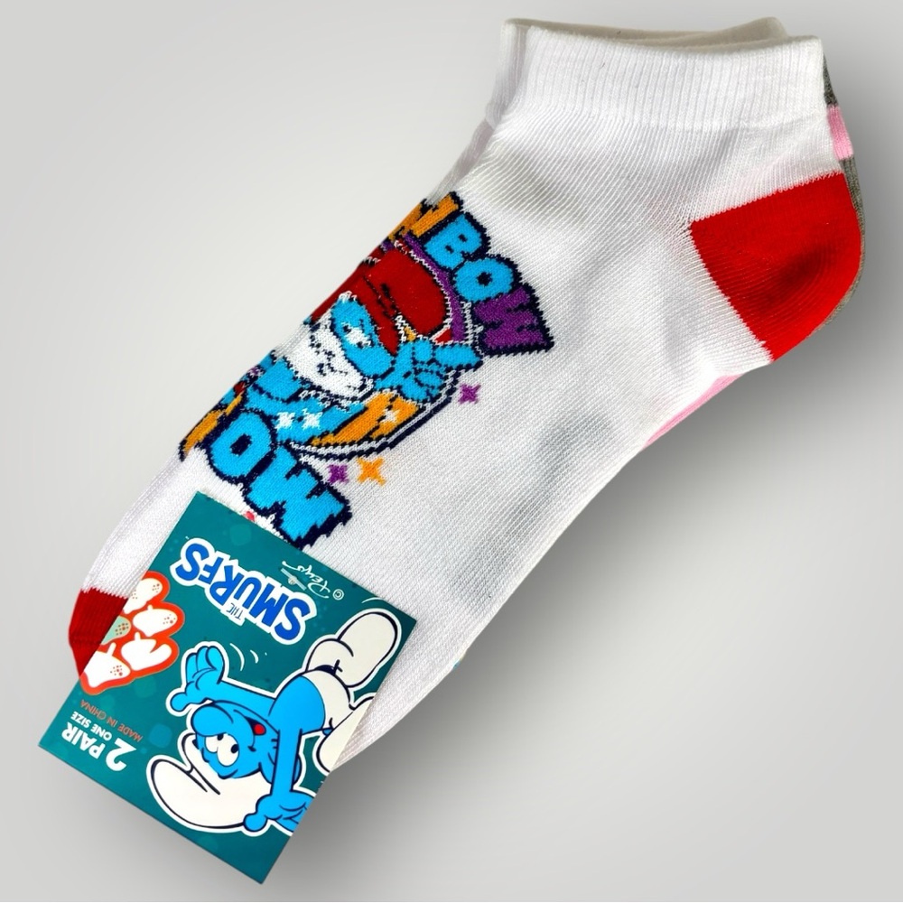 New Smurfs 2 Pair Ankle Socks Official Merchandise Ladies Sz 7-12